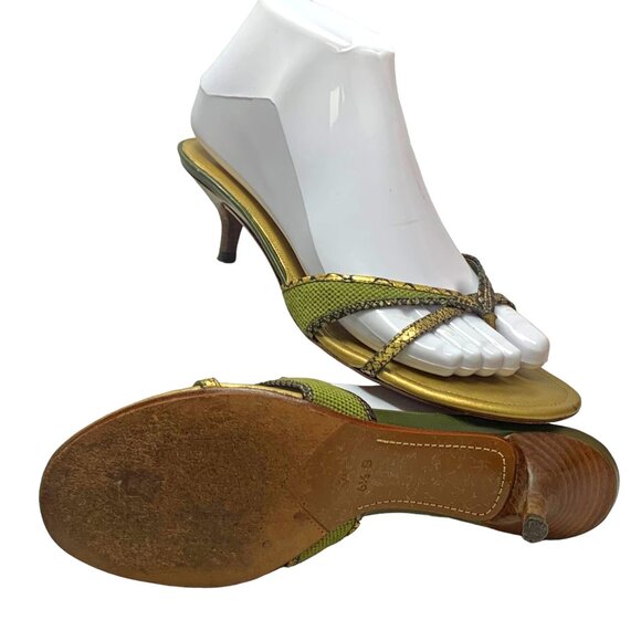 Cole Haan D16764 Metallic Leather Thong Kitten Heel Slides - Picture 7 of 10